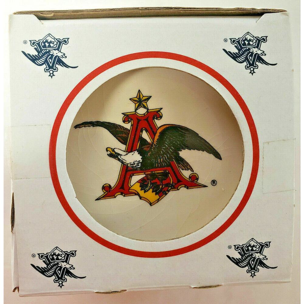 Vintage Anheuser Busch‎ Four Eagle Coasters 24K Hand-Painted Gold Band 1996 U139